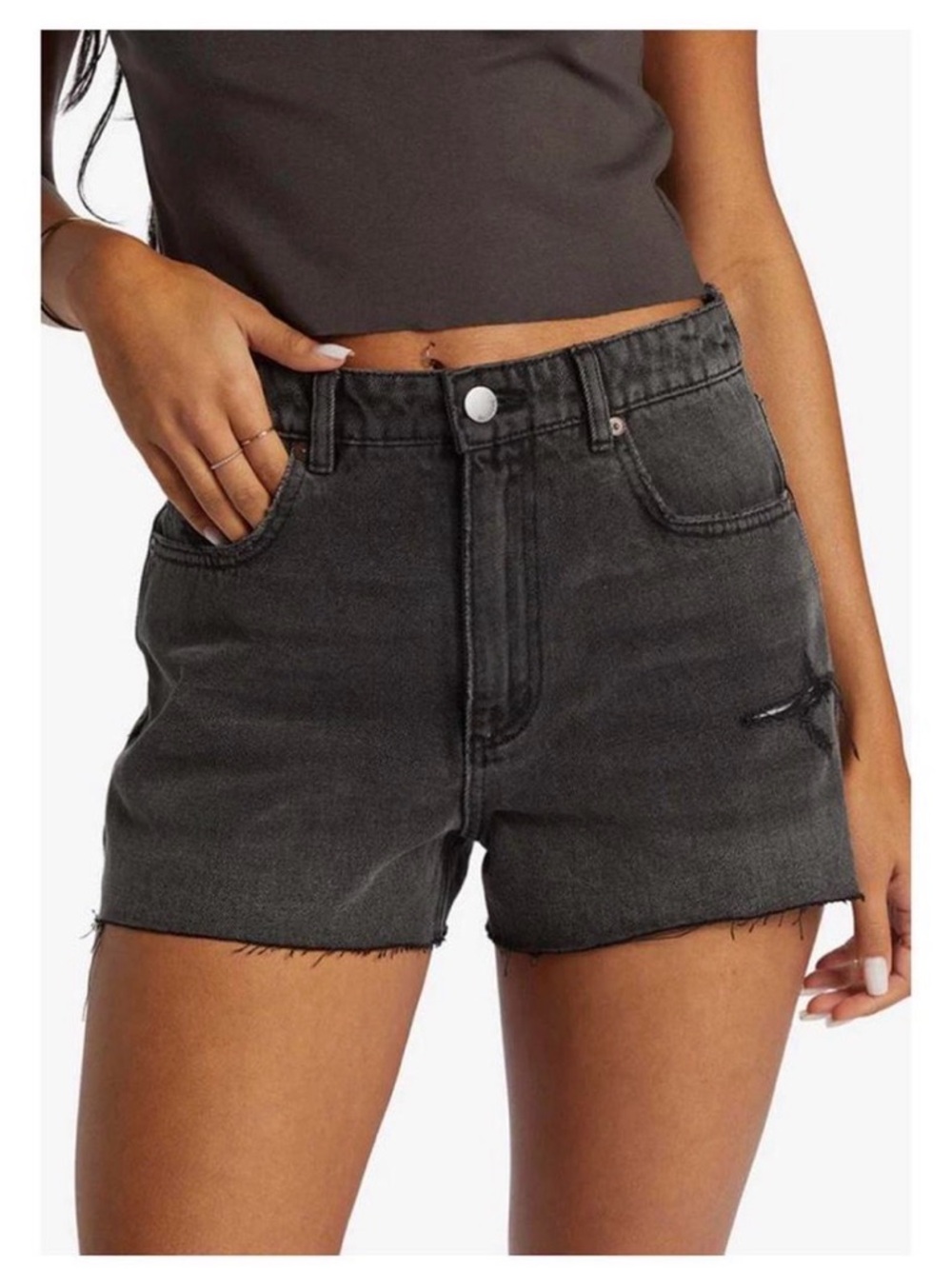 Billabong Black Washed Denim Cutoff Shorts